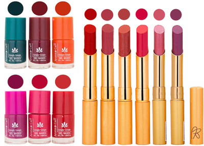 

Aroma Care Famous Combo of Nail Polish with Rythm Long Lasting Lipstick Sets 183201818(Set of 12)