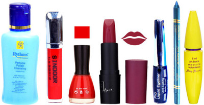 

Rythmx Remover + OTG Lipstick And Nail Polish, Eyliner, Sindoor, Kajal, Mascara Makeup Combo(Set of 7)
