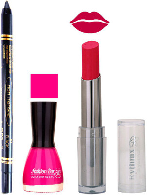 

Rythmx Lipstick , Nail Polish And Stay On Black Kajal Makeup Combo 1049(Set of 3)