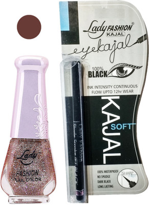 

Lady Fashion Nail Polish and Kajal Combo 2010201650(Set of 2)