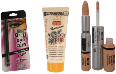 

ADS Foundation & Concealer Double Action / Kajal / Scrub(Set of 3)