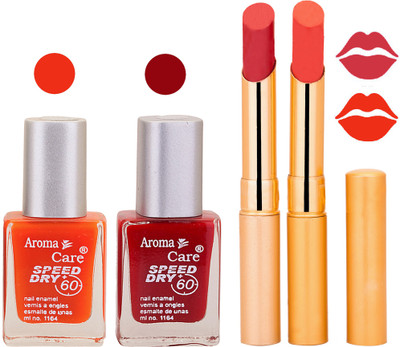 

Aroma Care Nail Polish RHYTHM Orange Lipstick Combo(Set of 4)