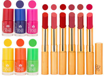 

Aroma Care Makeup Women Nail Polish and Exclusive Long Lasting Lipstick Set 55(Set of 12)