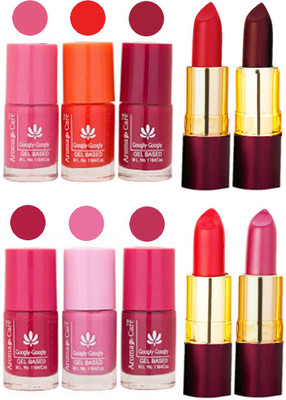 

Aroma Care Red RythmX Lipstick + Nail Polish Combo 1506201609(Set of 10)