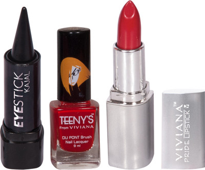 

Viviana Pride Lipstick, Nail Colors, Kajal(Set of 3)