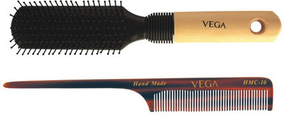 

VEGA Premium Flat Hair Brush E8-Fb With Handmade Tail Comb Hmc-10(Set of 2)
