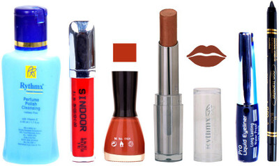 

Rythmx Lipstick And Nail Polish + Eyliner + Sindoor + Remover + Kajal Makeup Combo Pack(Set of 6)