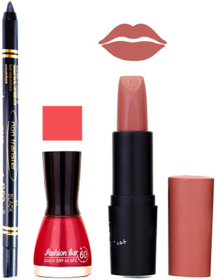 

Fashion Bar Nail Polish , OTG Lipstick , Black Kajal Combo 38(Set of 3)