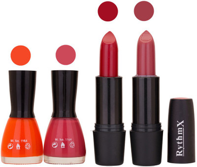 

Rythmx FB NAIL POLISHES BLACK LIPSTICKS IMPORTANT COMBO 55(Set of 4)