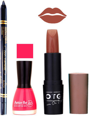 

Fashion Bar Nail Polish , OTG Lipstick , Black Kajal Combo 45(Set of 3)
