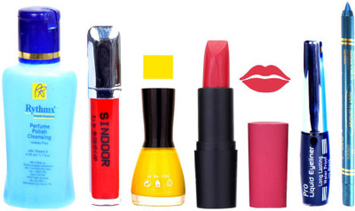 

Rythmx Remover, OTG Lipstick, Sindoor, Nail Polish,EyeLiner, Remover,Turqoise Blue Kajal, Makeup kit Combo 10005(Set of 6)