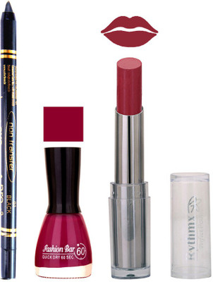 

Rythmx Lipstick , Nail Polish And Stay On Black Kajal Makeup Combo 1048(Set of 3)