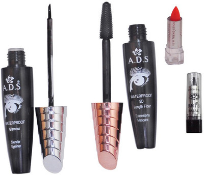 

ADS Eyeliner / Mascara / Mini Lipstick / Kajal(Set of 4)