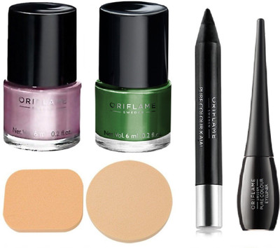 

Oriflame Sweden Pure Colour Mini Nail Paint (2 Pcs), Kajal & Eyeliner Combo(Set of 6)
