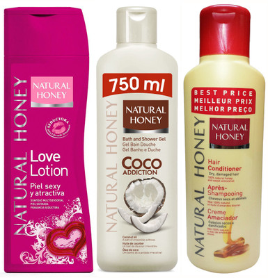 

Natural Honey Love Body Lotion & Coconut Oil Shower Gel & Hair Conditioner(Set of 3)
