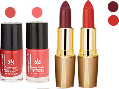 

Aroma Care Orange Nail Polish + Brown Lipstick Combo 2907201609(Set of 4)