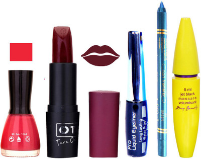 

Rythmx Lipstick, Nail Polish, Eyeliner,Turqoise Blue Kajal Makeup Combo Kit 1295(Set of 5)