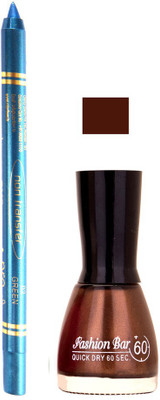 

Fashion Bar Chaoclaty Brown Nail Polish With Pro Non Transfer Turquoise Blue Kajal 86(Set of 2)