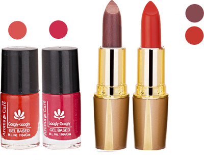 

Aroma Care Orange Nail Polish + Brown Lipstick Combo 2907201628(Set of 4)