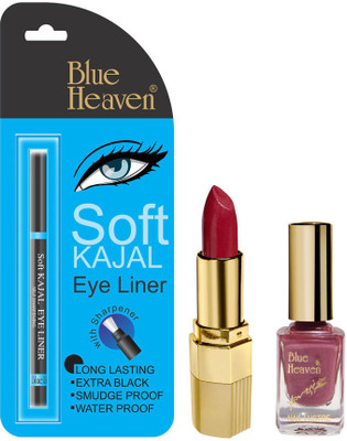 

Blue Heaven Lipstick P 067, Nail Paint 927 & Kajal Liner Combo(Set of 3)