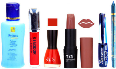 

Rythmx Remover, OTG Lipstick, Sindoor, Nail Polish,EyeLiner, Remover,Turqoise Blue Kajal, Makeup kit Combo 10007(Set of 6)