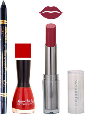 

Rythmx Lipstick , Nail Polish And Stay On Black Kajal Makeup Combo 1007(Set of 3)