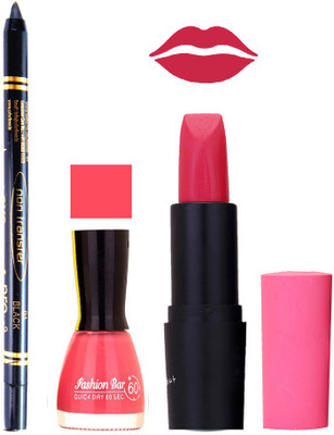 

Fashion Bar Nail Polish , OTG Lipstick , Black Kajal Combo 96(Set of 3)