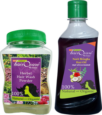 

Hairocare Hair care-Herbal Wash Powder (150g) + Neeli Bringha Oil (200ml)(Set of 2)