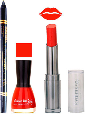 

Rythmx Lipstick , Nail Polish And Stay On Black Kajal Makeup Combo 999(Set of 3)