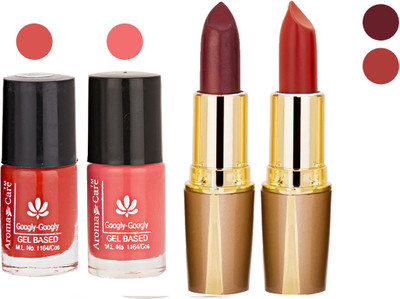 

Aroma Care Orange Nail Polish + Brown Lipstick Combo 2907201615(Set of 4)