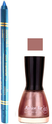 

Fashion Bar Shimmer Light Pink Nail Polish With Pro Non Transfer Turquoise Blue Kajal 80(Set of 2)