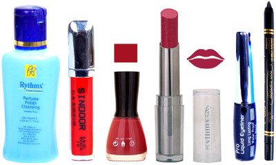 

Rythmx Lipstick And Nail Polish + Eyliner + Sindoor + Remover + Kajal Makeup Combo Pack(Set of 6)