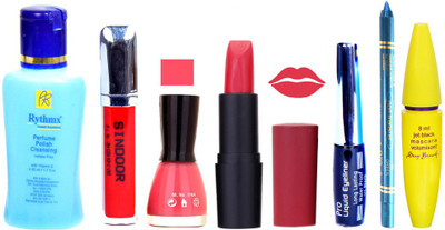 

Rythmx Remover + OTG Lipstick And Nail Polish, Eyliner, Sindoor, Kajal, Mascara Makeup Combo(Set of 7)