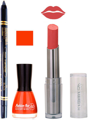 

Rythmx Lipstick , Nail Polish And Stay On Black Kajal Makeup Combo 1086(Set of 3)