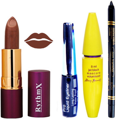 

Rythmx Lipstick ,Black Eyeliner,Kajal, Jet Mascara Makeup Combo Pack(Set of 4)