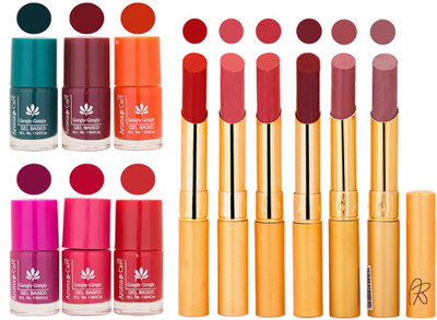 

Aroma Care Famous Combo of Nail Polish with Rythm Long Lasting Lipstick Sets 183201753(Set of 12)