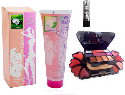 

ADS Cleansing Jasmine scrub gel / Kajal With 3746 Makeup Kit(Set of 3)