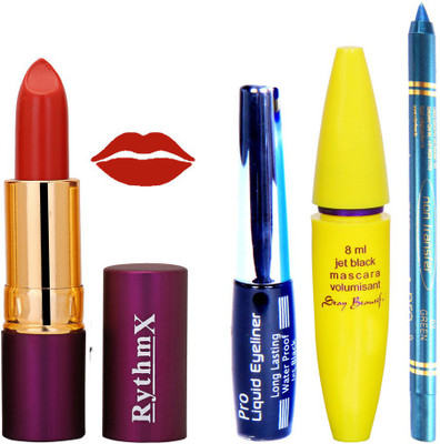 

Rythmx Lipstick ,Black Eyeliner,Kajal, Jet Mascara Makeup Combo Pack(Set of 4)