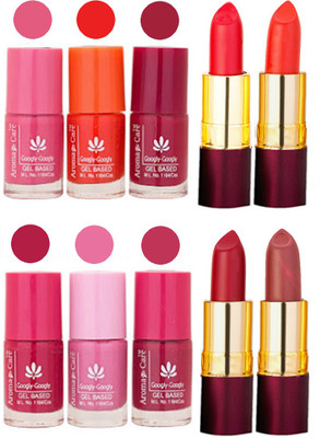 

Aroma Care Red RythmX Lipstick + Nail Polish Combo 1506201612(Set of 10)