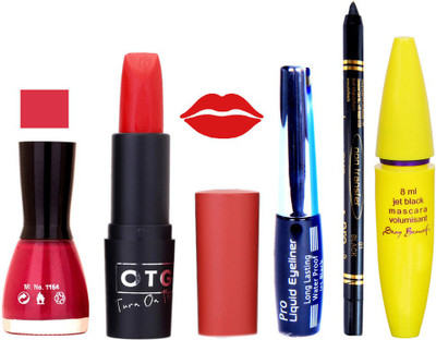

Rythmx Lipstick, Nail Polish, Eyeliner,Black Kajal Makeup Combo Kit 1340(Set of 5)