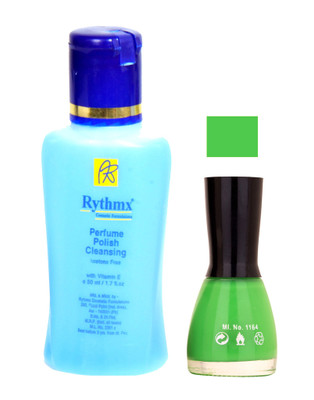 

Rythmx Parrot Green Shades Nail Polish With Extra Strenth Polish remover 48059(Set of 2)