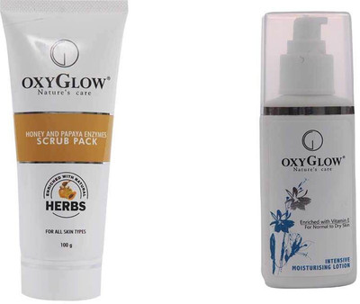 

Oxyglow Honey & Papaya Enzyme Scrub Pack & Intensive Moisturizing Lotion(Set of 2)