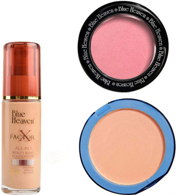 

Blue Heaven X Factor Foundation (Blush), Silk On Face Compact (Blush) & Diamond Blush on 504(Set of 3)
