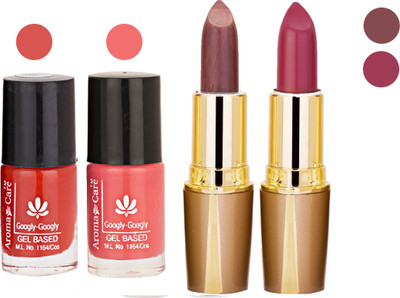 

Aroma Care Orange Nail Polish + Brown Lipstick Combo 2907201629(Set of 4)