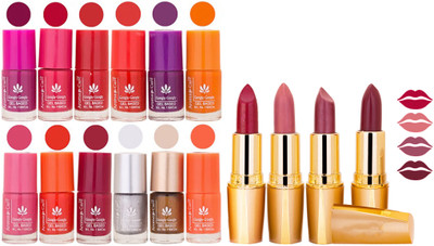 

Aroma Care Gel Nail Polish Set Quick Dry, Long Lasting and Creamy Matte Lipstick Combo 1136(Set of 16)