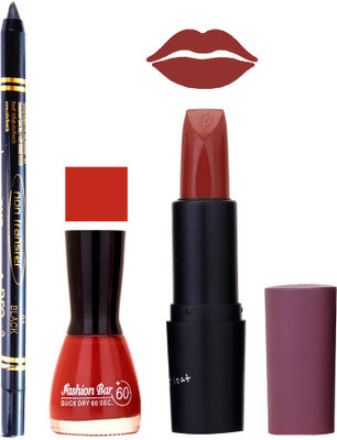 

Fashion Bar Nail Polish , OTG Lipstick , Black Kajal Combo 59(Set of 3)