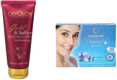 

Oxyglow Golden Glow Gold & Saffron Face Wash & Diamond Facial Kit 73gm(Set of 2)