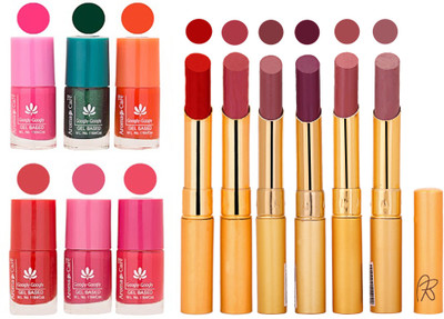 

Aroma Care Perfect Combo of Nail Polish and Rythm Lipstick Popular Shades in Wholesale Rate 2332017127(Set of 12)