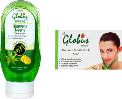 

Globus ALOEVERA VITAMIN E SOAP & NEEM FACE WASH COMBO PACK(Set of 2)