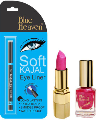 

Blue Heaven Lipstick P 069, Nail Paint 932 & Kajal Liner Combo(Set of 3)